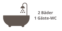 2 Badezimmer und Gäste-WC